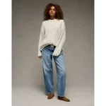 AE Oversized Waffle Sweater - Light Gray