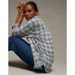 AE Side-Tie Button-Up Shirt - Blue