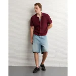 AE Weekend Button-Up Sweater Polo Shirt - Wineberry