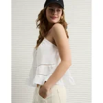 AE Y-Neck Lacy Halter Top - White