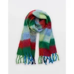 Aerie Fringe Plaid Blanket Scarf - Green