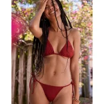 Aerie The Sunbun Lace Bikini Bottom - Summer Burgundy