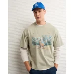 AE Boxy Destination Graphic T-Shirt - Olive