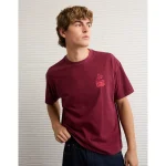 AE Boxy Food Graphic T-Shirt - Burgundy