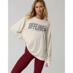 OFFLINE By Aerie Let's Stretch Long Sleeve Boyfriend T-Shirt - Natural