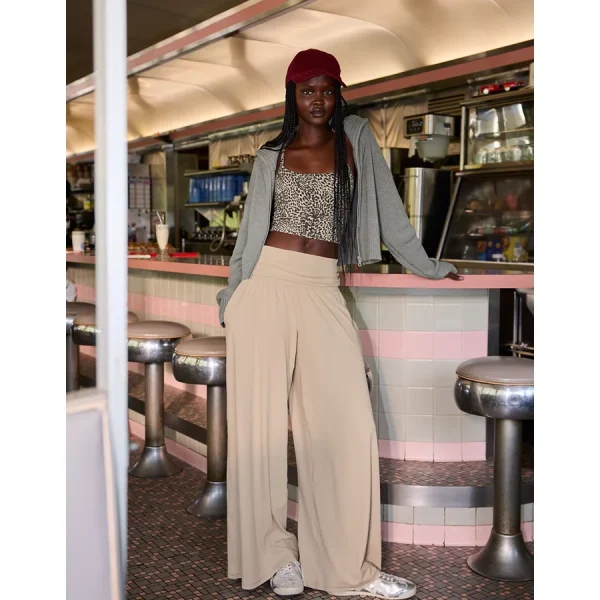 OFFLINE By Aerie Real Me Foldover Super Wide Leg Pant - Cake Batter