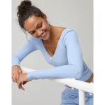 OFFLINE By Aerie Real Me XTRA Rib Open V-Neck T-Shirt - Monaco Blue