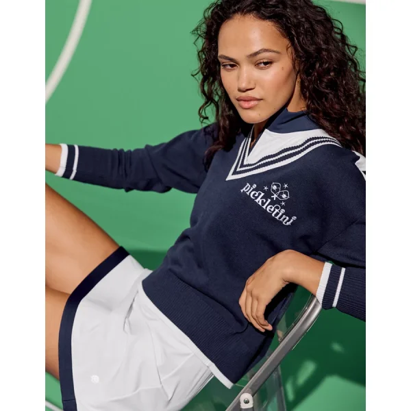 Pickletini Audrey Varsity Sweater - Royal Navy