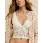 Show Off Paisley Lace Padded Plunge Tank Top - Soft Muslin