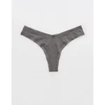 SMOOTHEZ Microfiber Lace High Cut Thong Underwear - Shell Gray