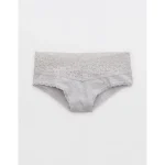 Superchill Vintage Lace Cotton Cheeky Underwear - Medium Heather Gray