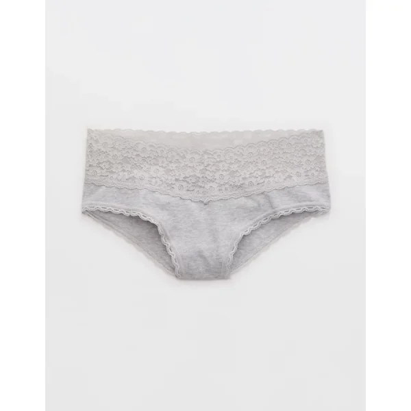 Superchill Vintage Lace Cotton Cheeky Underwear - Medium Heather Gray