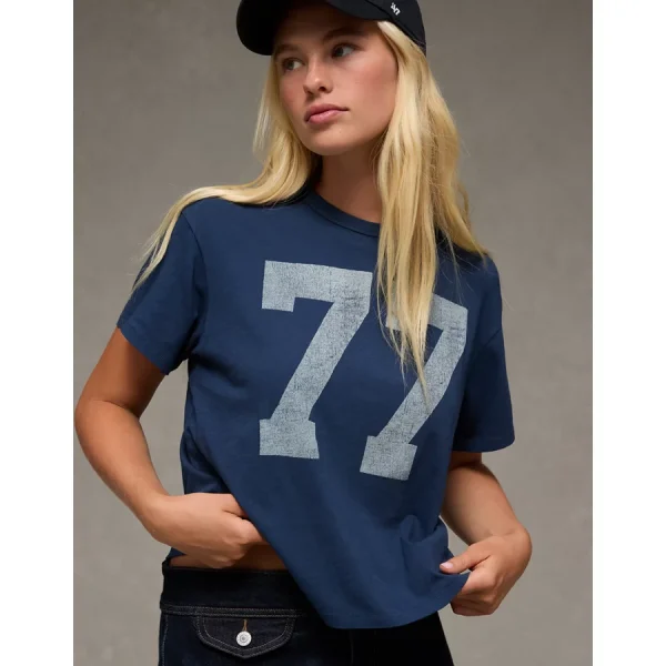 AE Ex-Boyfriend Logo Graphic T-Shirt - Indigo