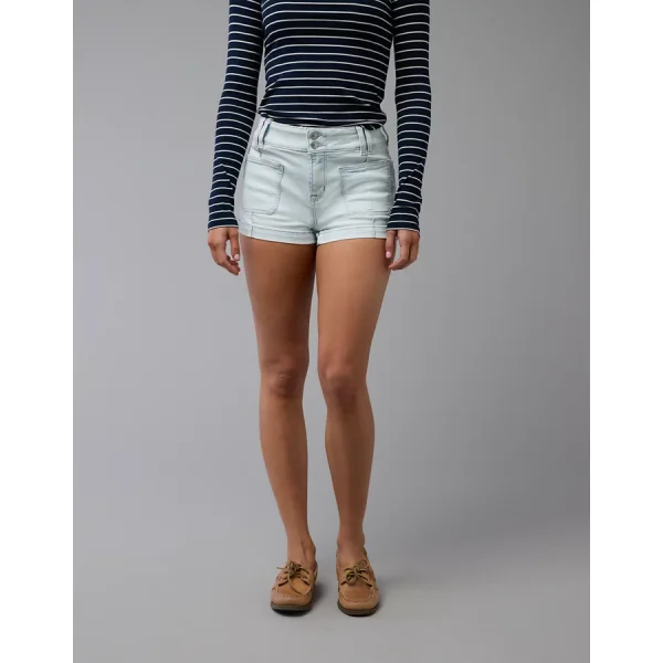 AE Next Level Ripped High-Waisted Denim Short Short - Skylight