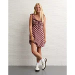 AE Ruffle Tie-Front Mini Dress - Burgundy