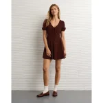 AE V-Neck Corduroy Mini Dress - Torte