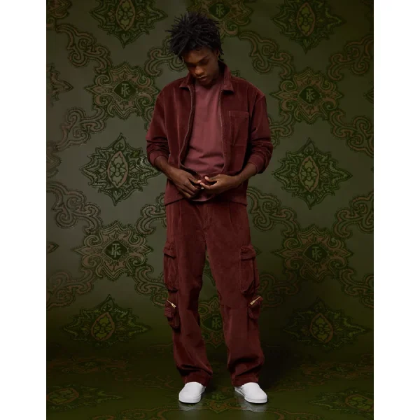 AE x Tru Kolors Corduroy Full-Zip Mechanic Jacket - Burgundy