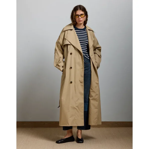 AE77 Premium Dolman Trench Coat - Tan