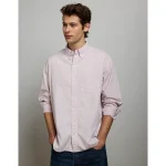AE77 Premium Relaxed Striped Poplin Button-Up Shirt - Pink