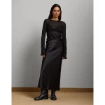 AE77 Premium Satin Slip Skirt - Black