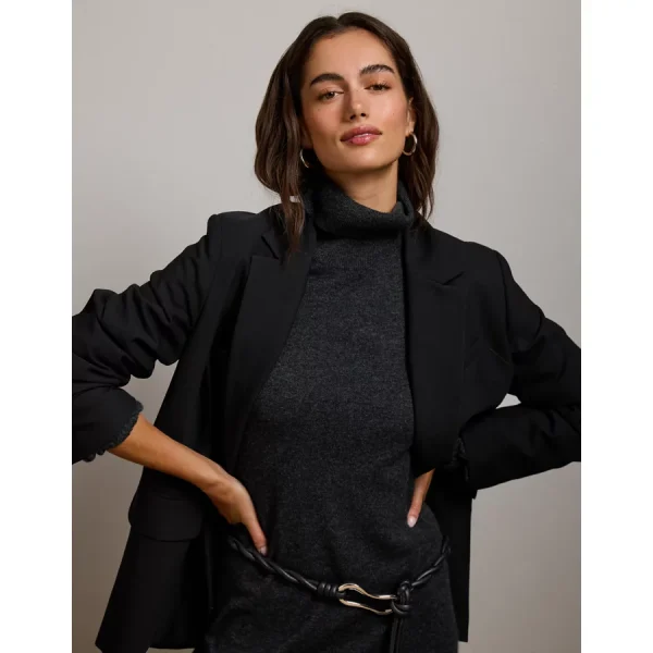 AE77 Turtleneck Sweater Dress - Charcoal