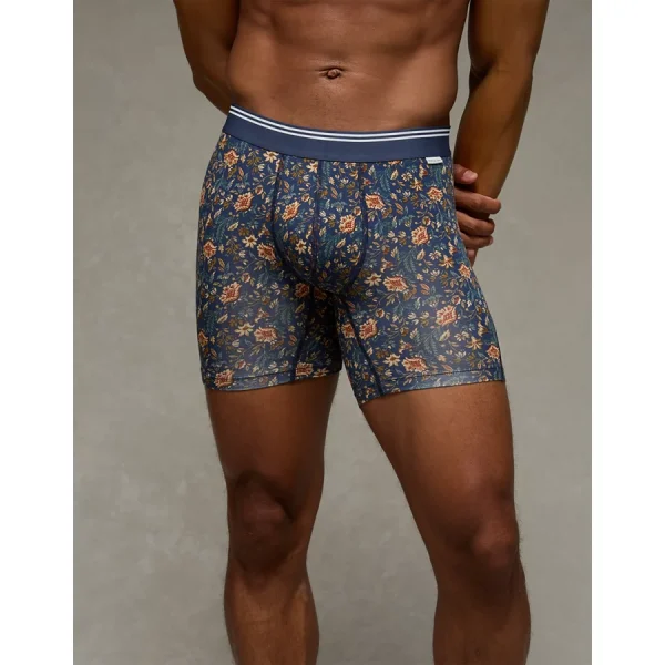 AEO Men's Floral 6" Ultra Soft Boxer Brief - Blue