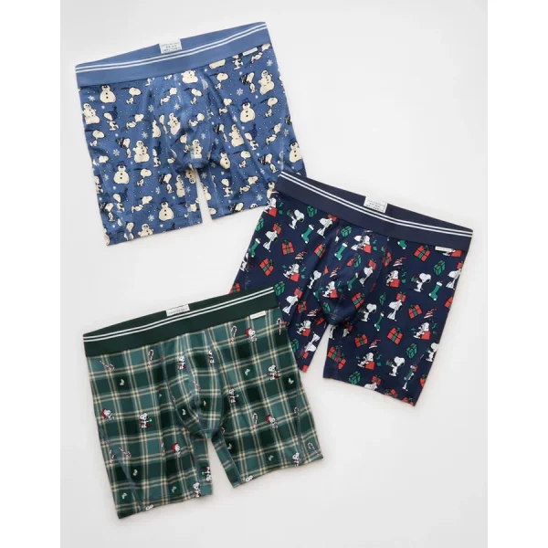 AEO Men's Peanuts 6" Ultra Soft Boxer Brief 3-Pack - Multi
