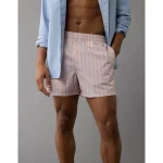 AEO Men's Striped Poplin Pocket Boxer Short - Pink
