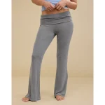 Aerie Let's Bounce Foldover Bootcut PJ Pant - Dark Heather Gray