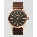 Nixon Sentry Leather Watch - Rose Gold