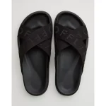OFFLINE By Aerie Criss Cross Slides - True Black