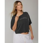 OFFLINE By Aerie Let's Stretch Cropped T-Shirt - Smoked Gray