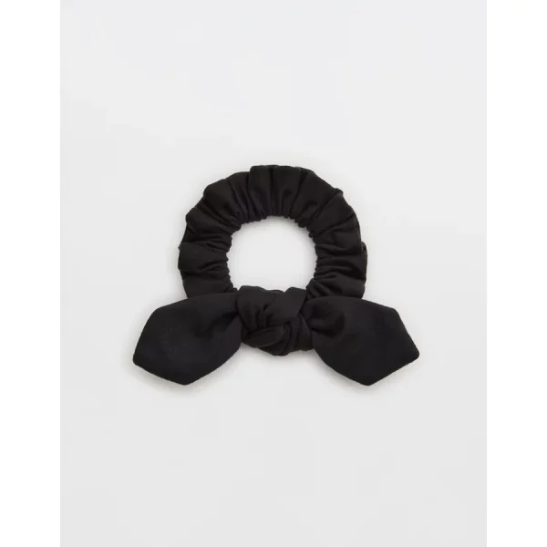 OFFLINE By Aerie The Hugger Bow Scrunchie - True Black