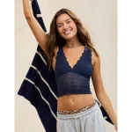 Show Off Lace Plunge Bra Top - Navy