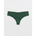 Superchill No Show Cotton Thong Underwear - Rugged Green