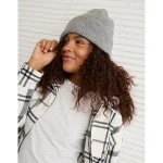AE Cozy Ribbed Beanie - Charcoal Heather Gray