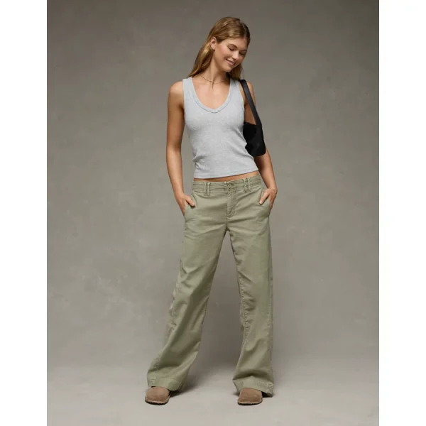 AE High-Waisted Wide Leg Trouser - Olive
