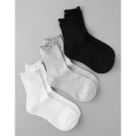 AE Ruffle Cropped Crew Socks 3-Pack - Multi