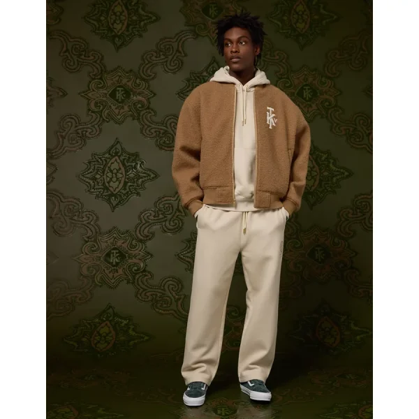 AE x Tru Kolors Sherpa Bomber Jacket - Brown