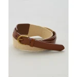 AE77 Premium Raffia Leather Belt - Brown
