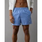 AEO Men's Striped Poplin Pocket Boxer Short - Blue