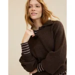 Aerie Classic Quarter Button Sweater - Deep Earth