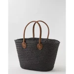 Aerie Oversized Woven Straw Bag - Black