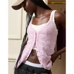 Aerie Sweater Button Front Tank Top - Orchid