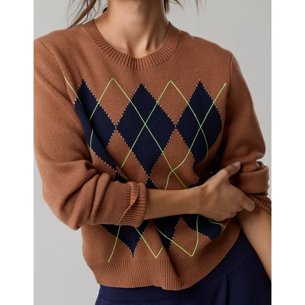 OFFLINE By Aerie Argyle Sweater - Horizon