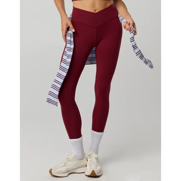 OFFLINE By Aerie Real Me High Waisted Crossover Legging - Deep Cherry