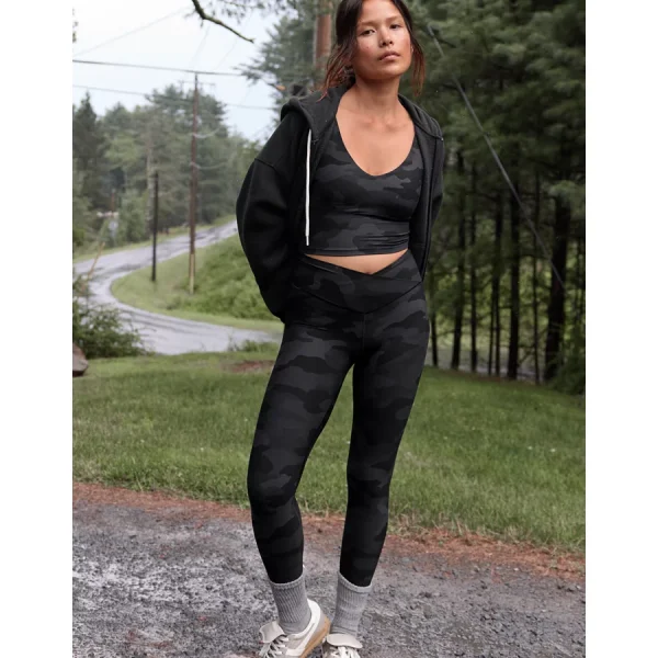 OFFLINE By Aerie Real Me High Waisted Crossover Legging - Black Charcoal