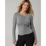 OFFLINE By Aerie Thumbs Up Ruched Long Sleeve T-Shirt - Dark Heather Gray