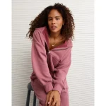 AE Everyday Luxe Barrel Sleeve Full Zip Hoodie - Earthen