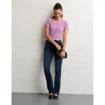 AE Henley Pointelle Sweater T-Shirt - Purple